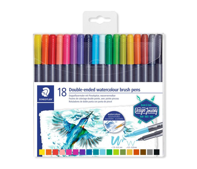 ΜΑΡΚΑΔΟΡΟΙ ΜΕ ΔΙΠΛΗ ΜΥΤΗ WATERCOLOUR BRUSH PEN (ΠΙΝΕΛΟ) 18ΤΕΜ STAEDTLER